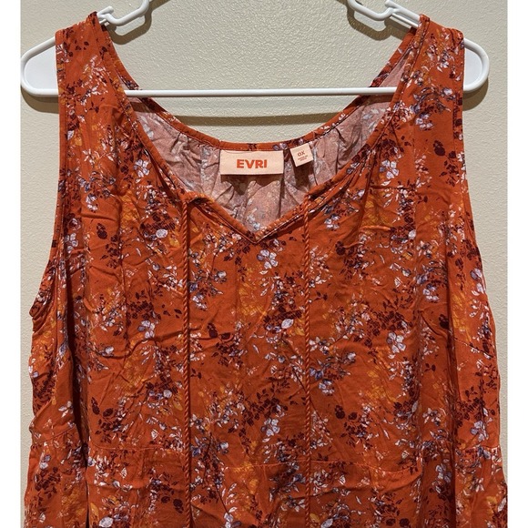 Evri Women's Floral V-Neck Sleeveless‎ Blouse Size 0X - Orange - Picture 5 of 6